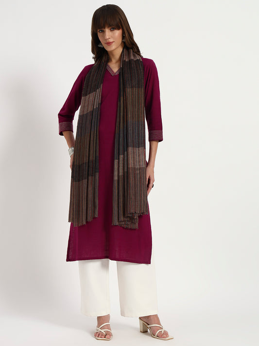 Women's Handcrafted Pashmina Check Shawl
