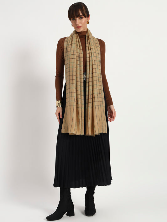 Handcrafted 100% Pashmina Check Stole