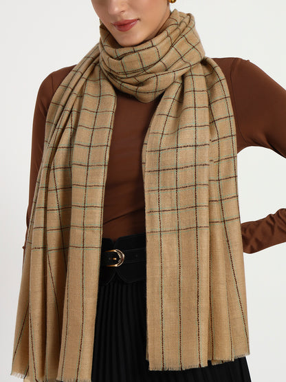 Handcrafted 100% Pashmina Check Stole