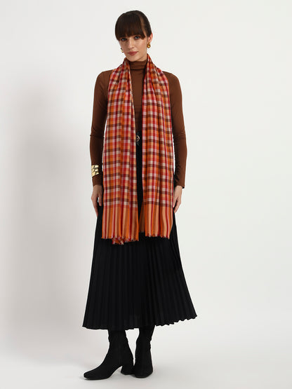 Fine Wool Check Stole – 100% Soft Wool | Classic Checks, Effortless Style