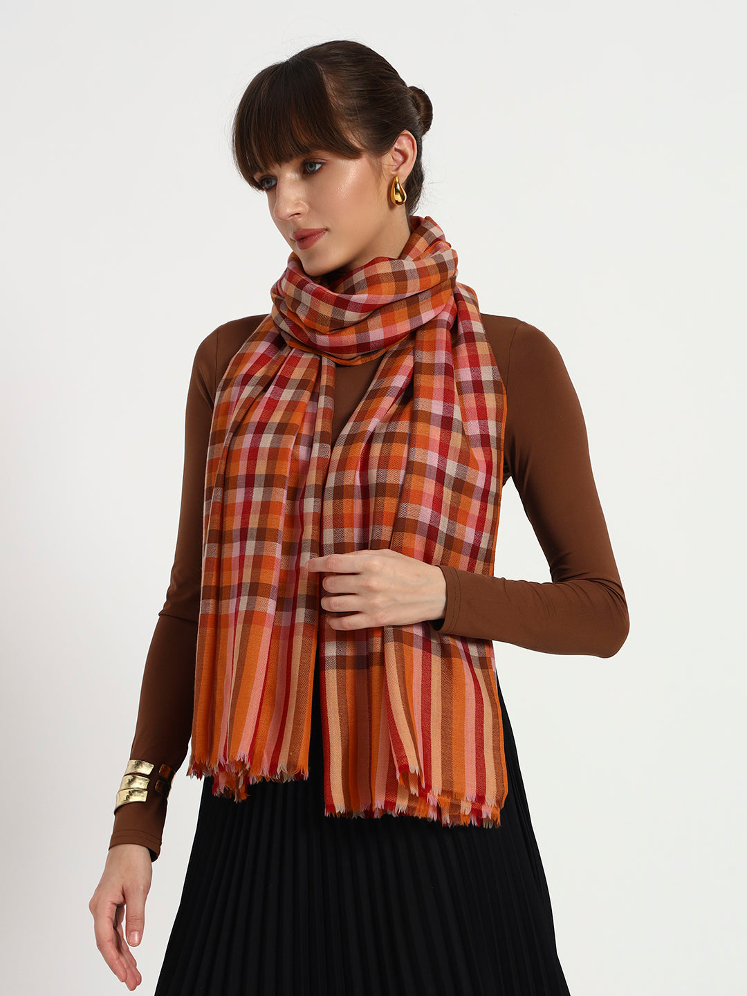 Fine Wool Check Stole – 100% Soft Wool | Classic Checks, Effortless Style