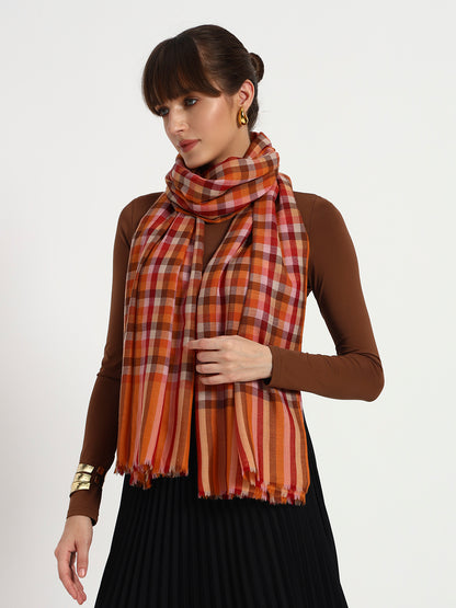 Fine Wool Check Stole – 100% Soft Wool | Classic Checks, Effortless Style