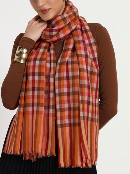 Fine Wool Check Stole – 100% Soft Wool | Classic Checks, Effortless Style