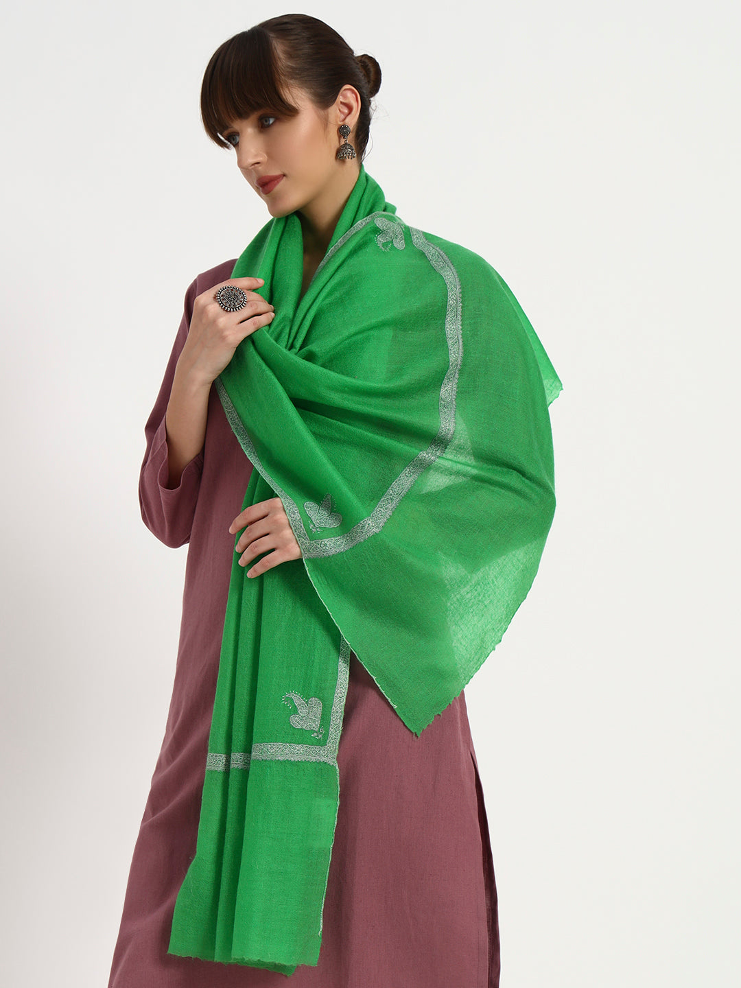 Women's Handcrafted Pashmina Sozni Hashidaar Stole