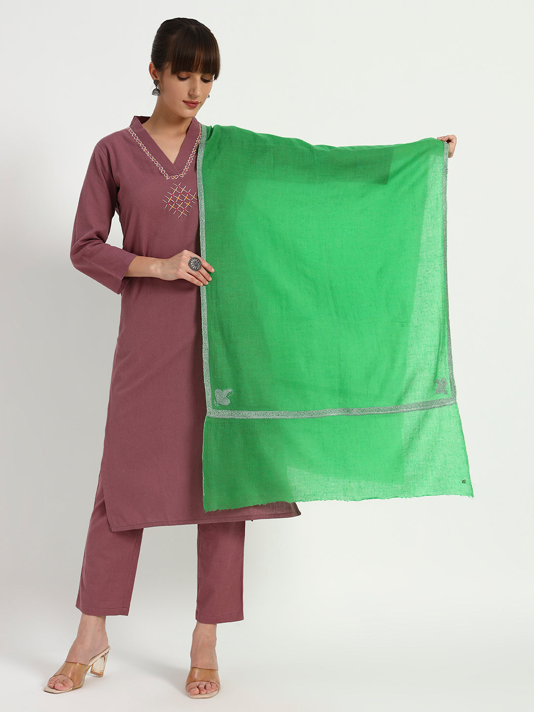 Women's Handcrafted Pashmina Sozni Hashidaar Stole