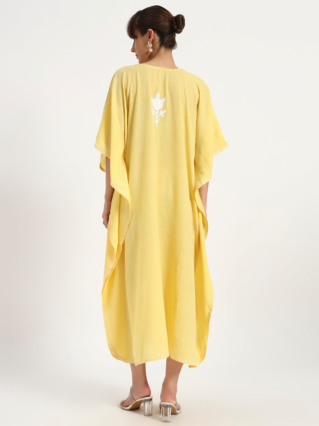 Crushed Cotton Ari Embroidery Kaftaan for Women