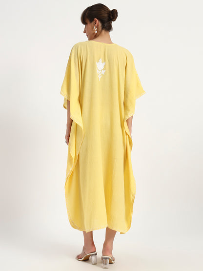 Crushed Cotton Ari Embroidery Kaftaan for Women