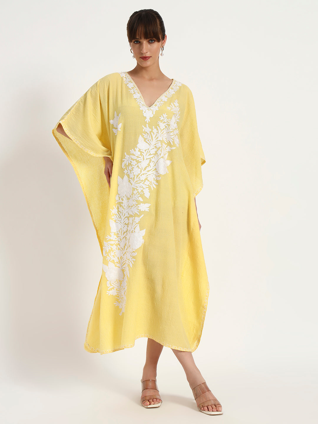 Crushed Cotton Ari Embroidery Kaftaan for Women