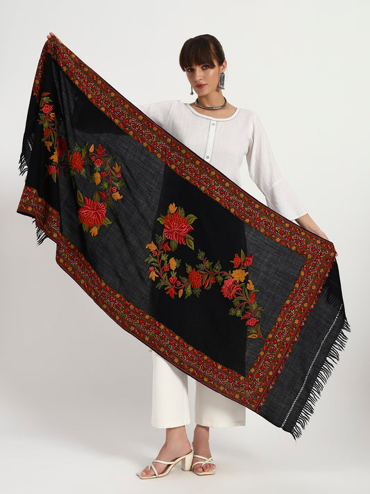 Women's Wool Ari Hand-Embroidered Stole