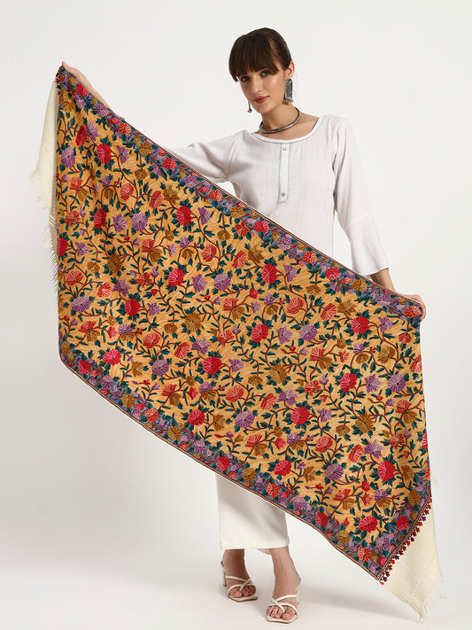 Women's Wool Ari Hand-Embroidered Jamawar Stole