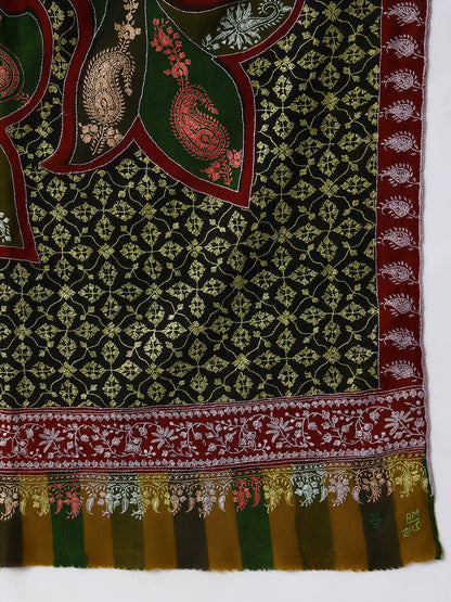 Women's Handcrafted Pashmina Sozni Kalamkari Shawl
