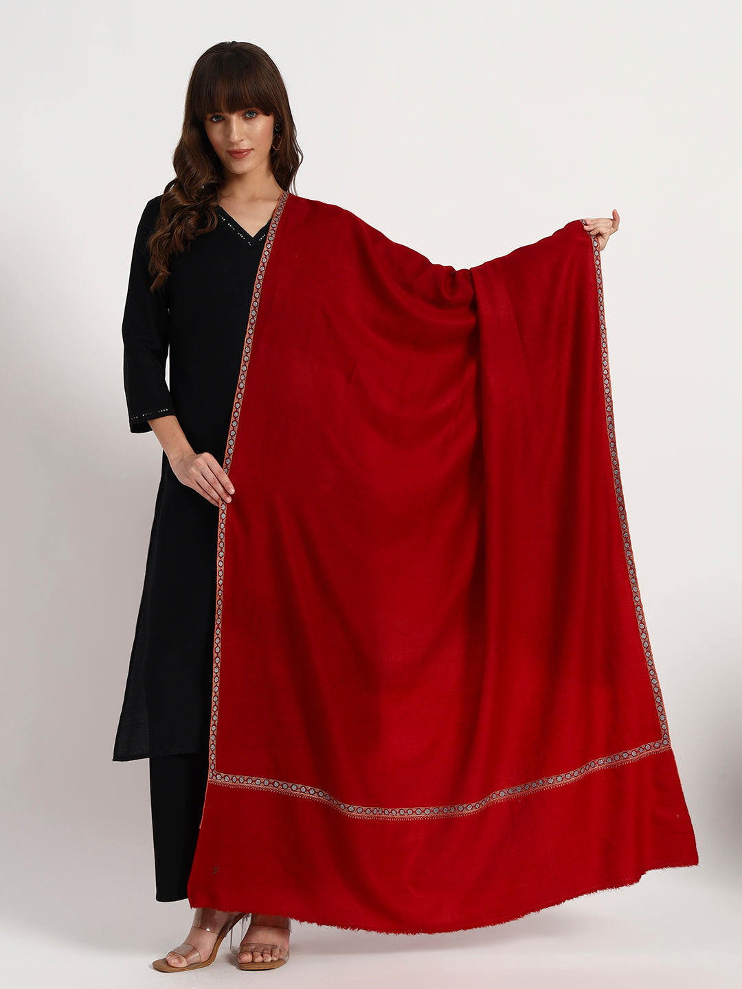 Women's handcrafted Pashmina Sozni Hashidaar Shawl