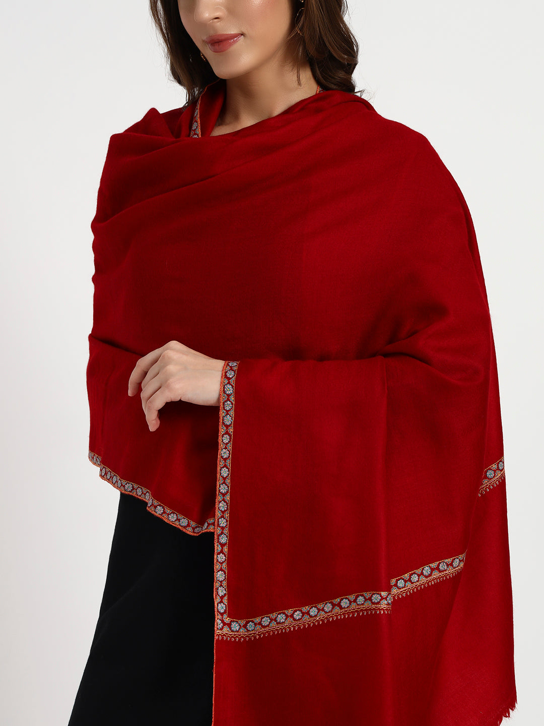Women's handcrafted Pashmina Sozni Hashidaar Shawl