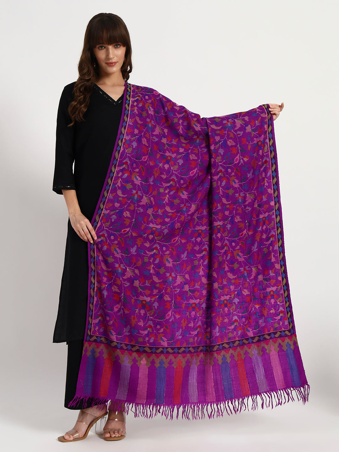 Women's Handcrafted Pashmina Kani Jamawar Shawl