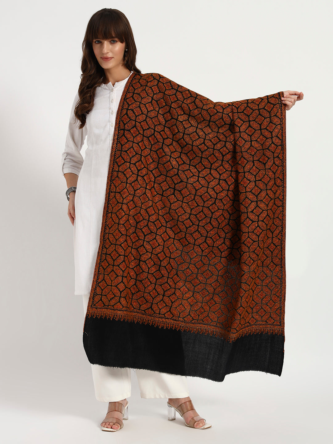 Women’s Sozni Jamawar Hand Embroidered Shawl